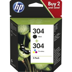 HP 304 2-Pack Black & Tri-color Ink Cartridges | High-Quality Print Performance | 3JB05AE